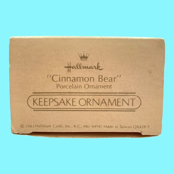 Vtg 1983 Very First Cinnamon Bear Porcelain Hallmark Christmas Ornament - Picture 8 of 9